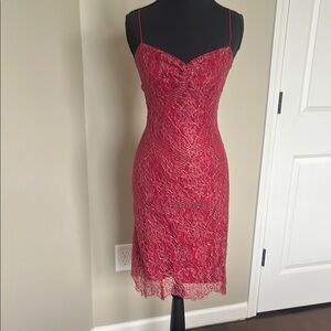 Red Lace Spaghetti Strap Dress